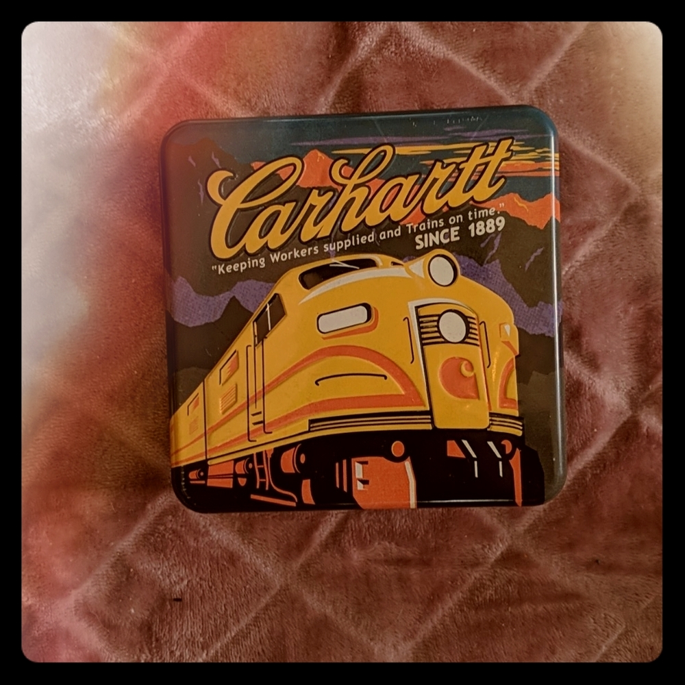 Carhartt Metal Collectible Tin with Train Design